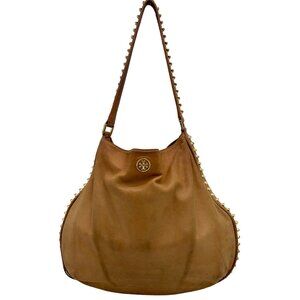 Tory Burch Tan Leather Pyramid Studded Hobo Shoulder Bag